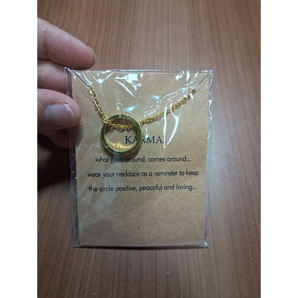 NWT Ring Charm Necklace Karma Christmas Gift Boho Chain Jewelry Y2K Casual Gold